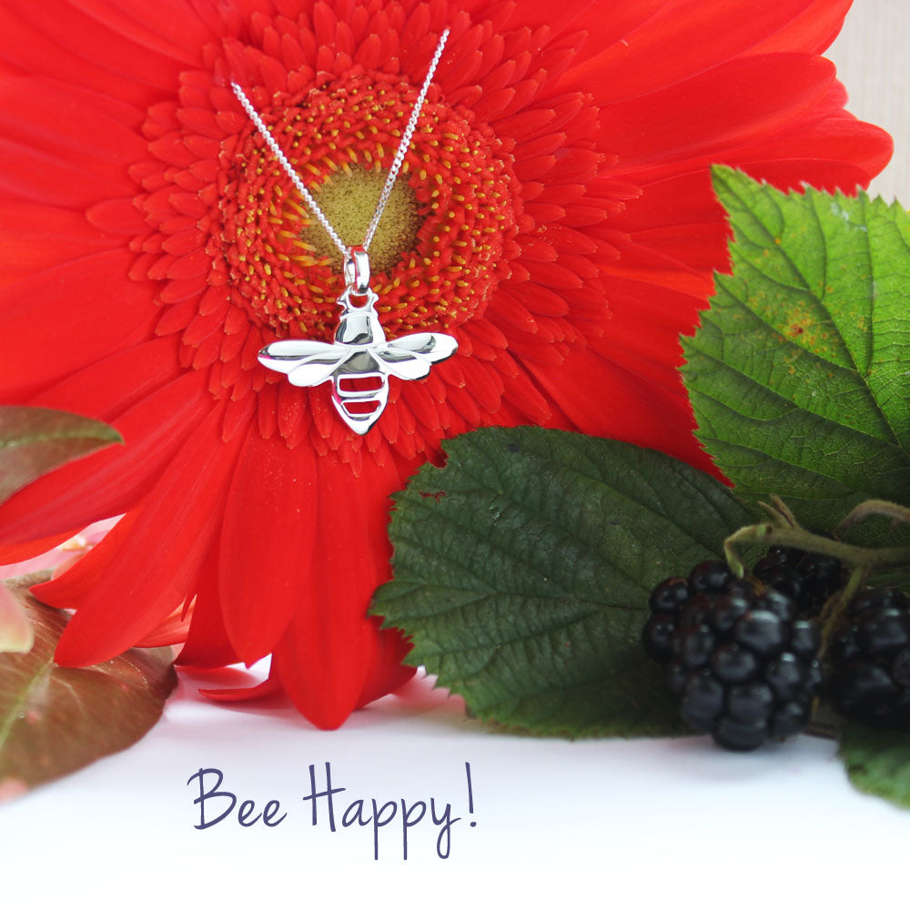 Be Happy Sterling Silver Bee Pendant