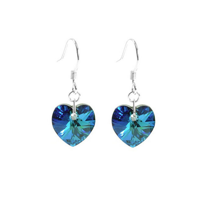 Bermuda Blue Mini Crystal Heart Earrings
