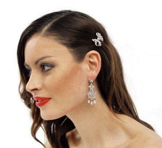 Vintage Style Crystal Bow Wedding Hair Clips 