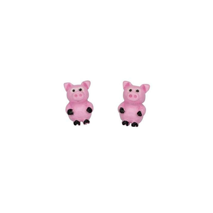 Sterling Silver Pink Pig Stud Earrings