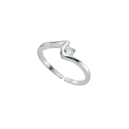 Silver Toe Ring with Cubic Zirconia Twist