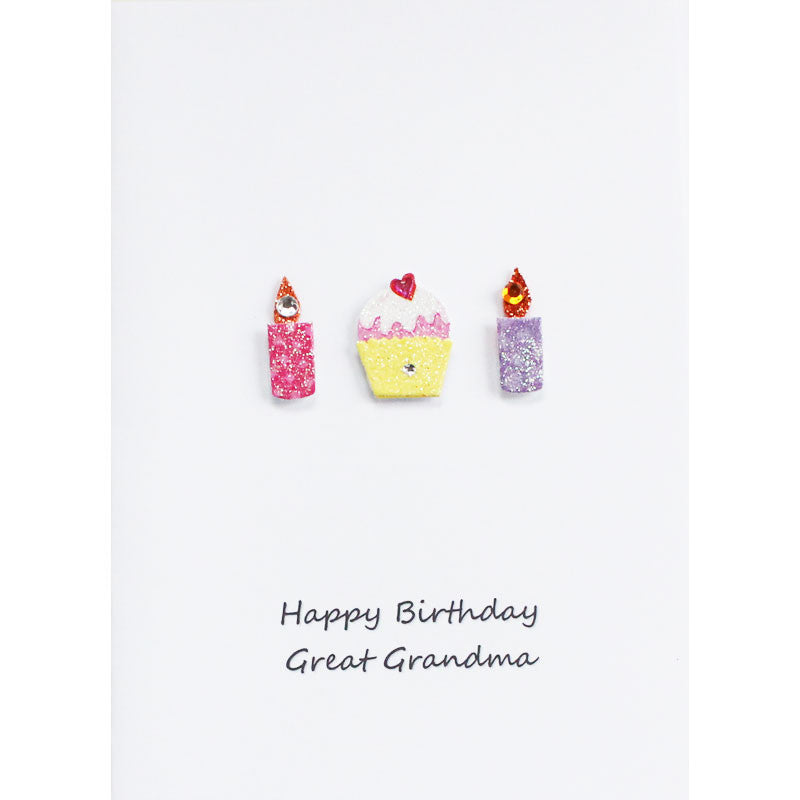 Cup Cakes n Candles Happy Birthday Great Grandma Card
