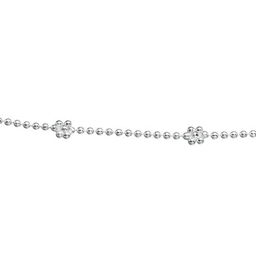 Silver Anklet with Flower and Heart Design