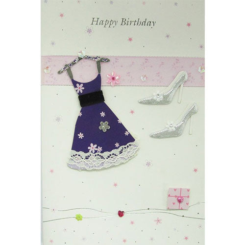 Purple Dress and Shoes Happy Birthday Card
