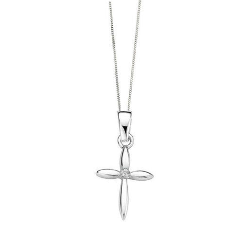 Small Sterling Silver Cross with Cubic Zirconia