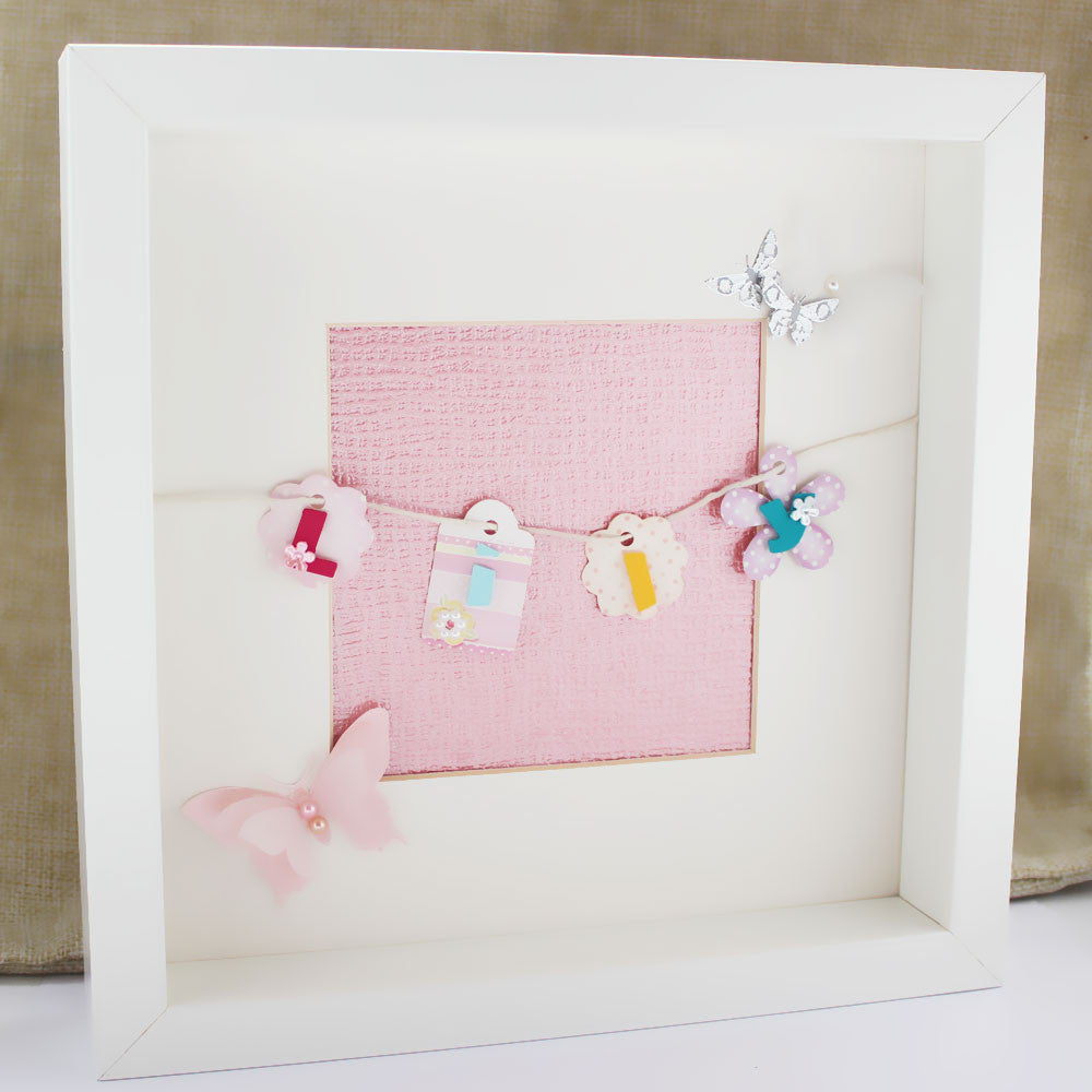 Personalised Whimsical Washing Line Box Frame Picture