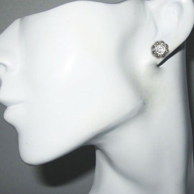 Cubic Zirconia Flower Marcasite Earrings