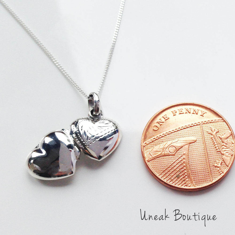 Mini Silver Engraved Children's Heart Locket