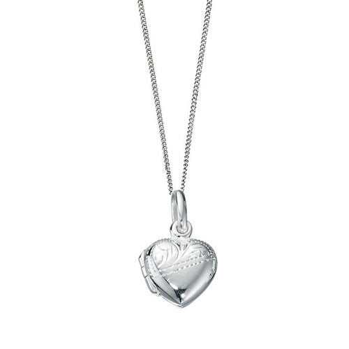 Mini Silver Engraved Children's Heart Locket
