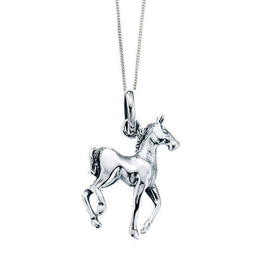 Galloping Sterling Silver Horse Pendant