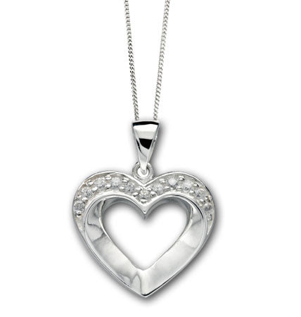 Open Crystal Silver Heart Pendant