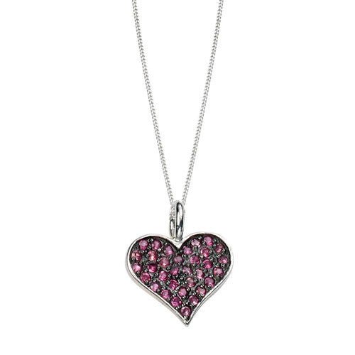 Pink Heart Pendant with Black Rhodium