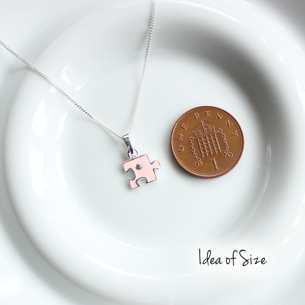 Pink Jigsaw Pendant with Cubic Zirconia