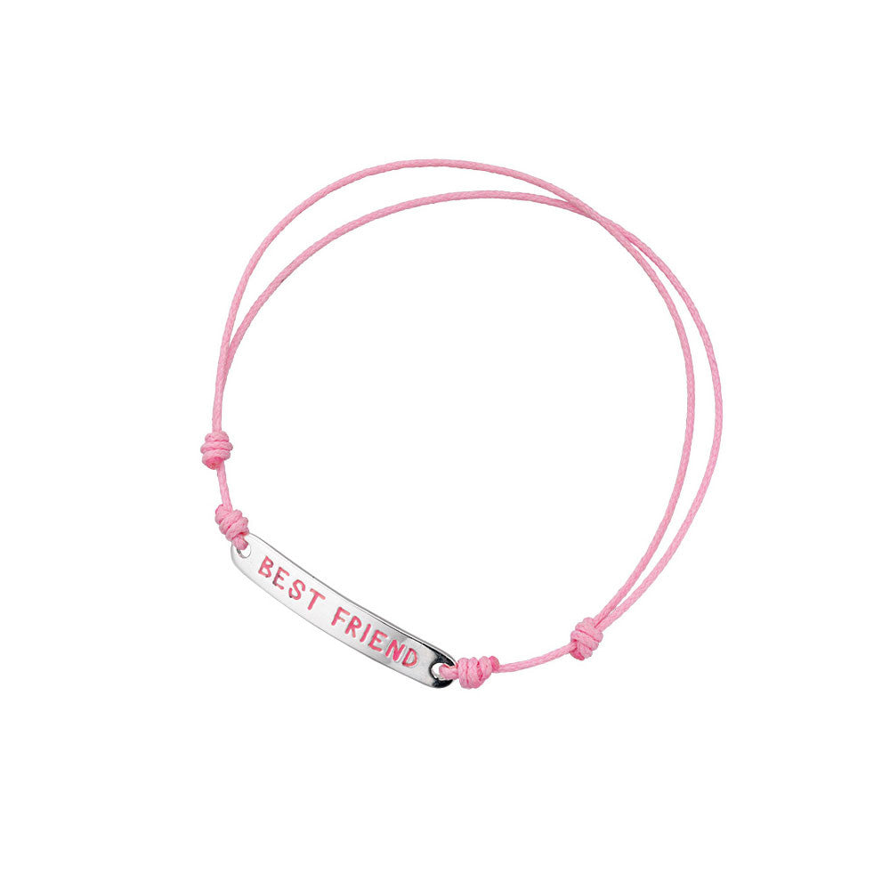 Kids Silver and Pink Cord Best Friend Bracelet