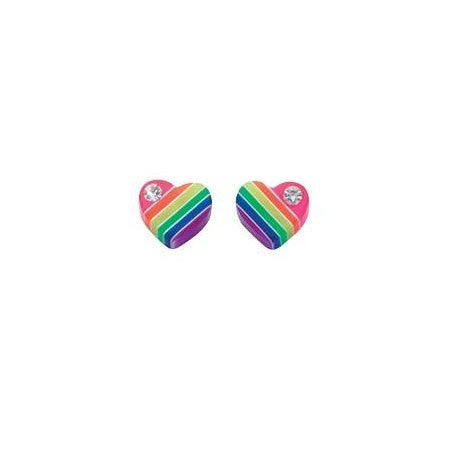 Rainbow Crystal Heart Stud Earrings