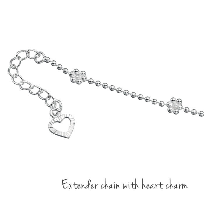Silver Anklet with Flower and Heart design
