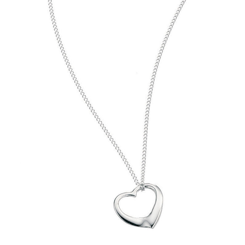 Small Open Silver Heart Necklace