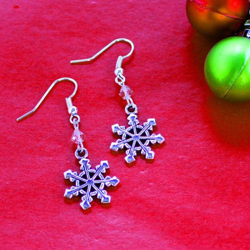 Snowflake Earrings with Czech Crystals