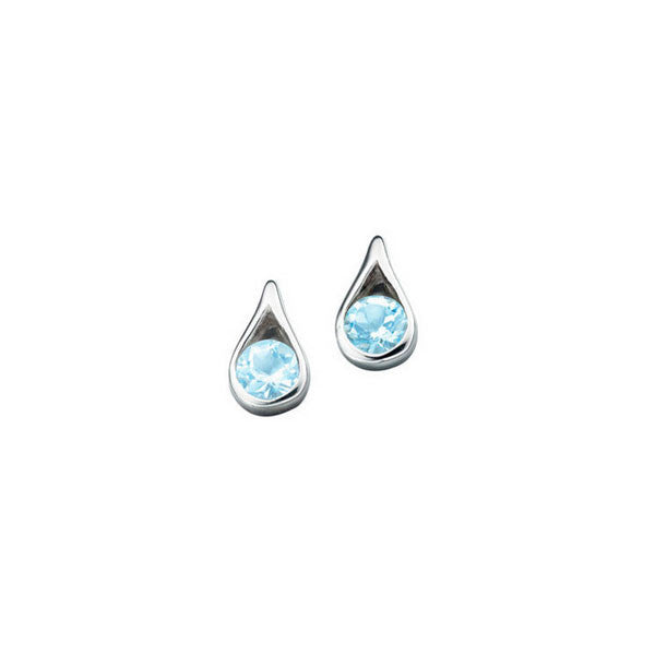 Silver Teardrop Blue Topaz Earrings