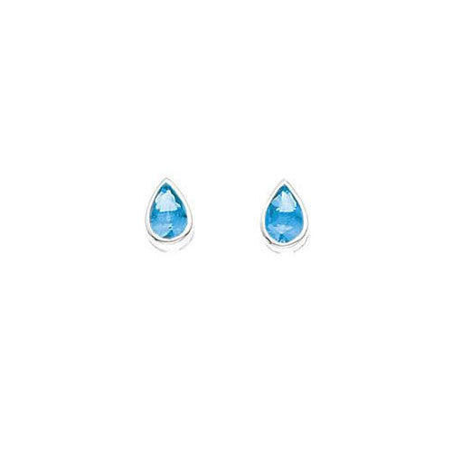 Teardrop Light Blue Cubic Zirconia Silver Earrings
