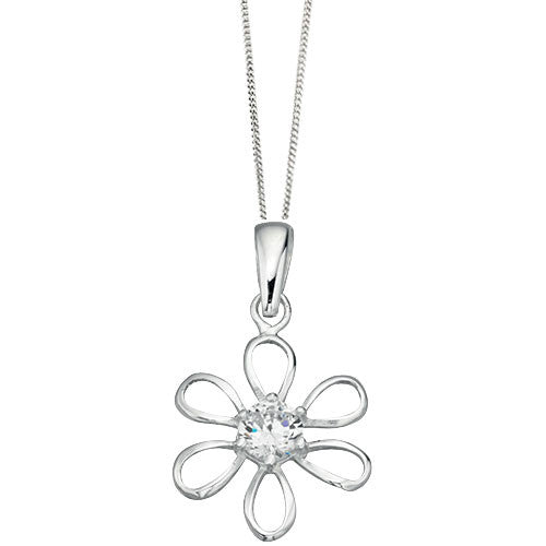 Open Daisy Flower Silver Pendant