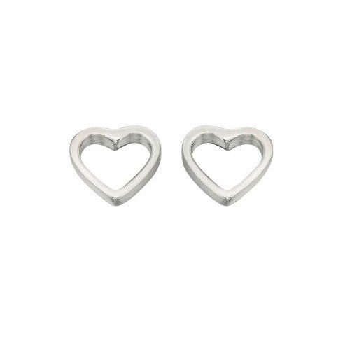 Small Open Heart Sterling Silver Stud Earrings