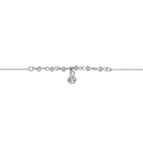 Silver Anklet with Clear Crystal Charm