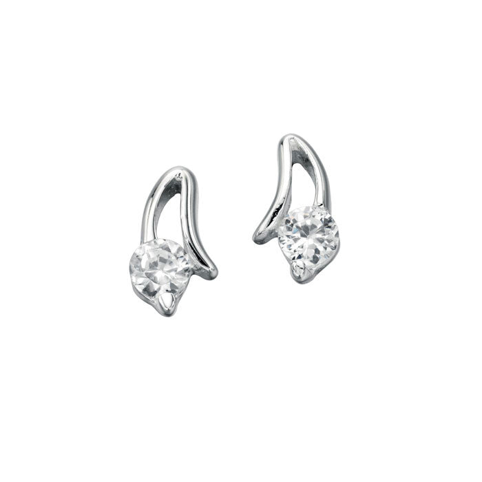 Curled Silver Earrings with Cubic Zirconia