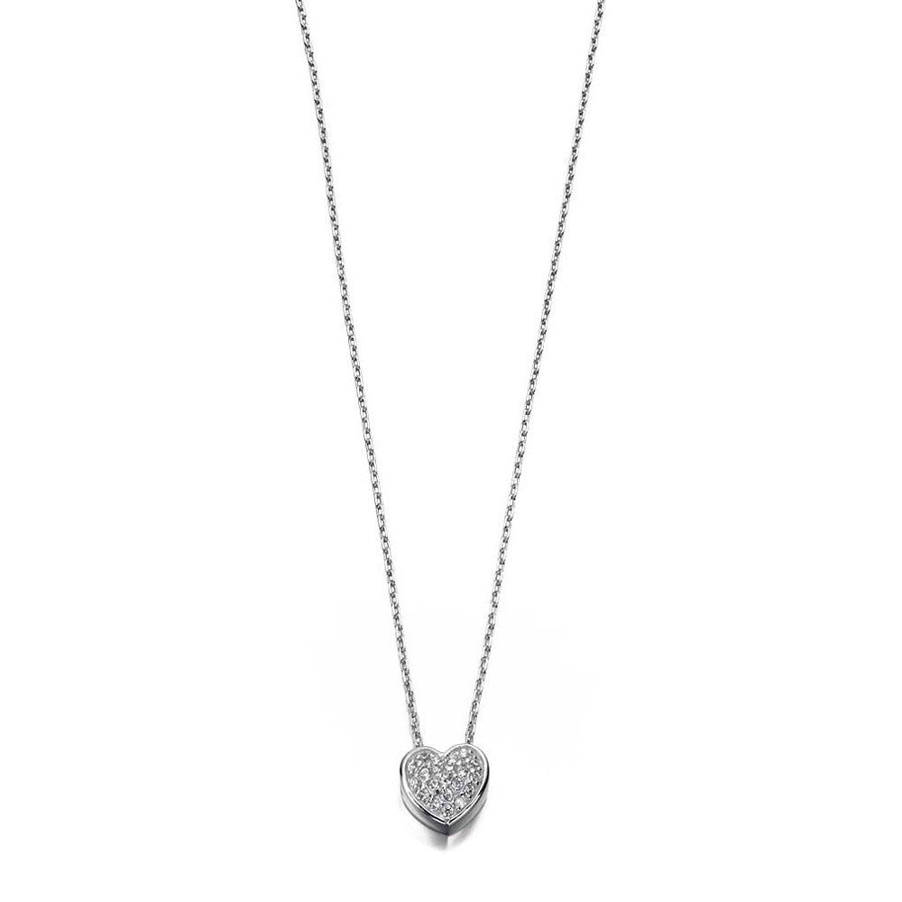 Cosmic Mini Silver Heart Necklace with Cubic Zirconia