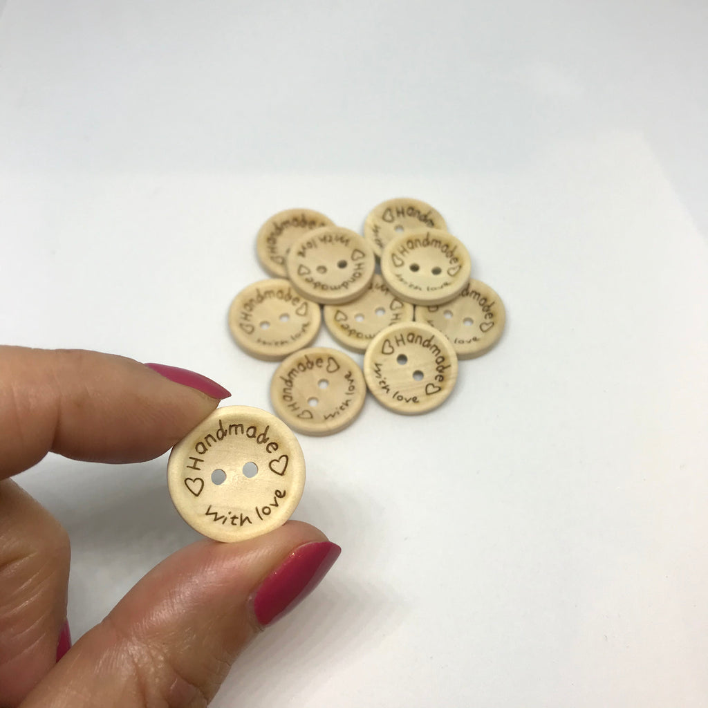 Handmade with Love Wooden Buttons 20mm