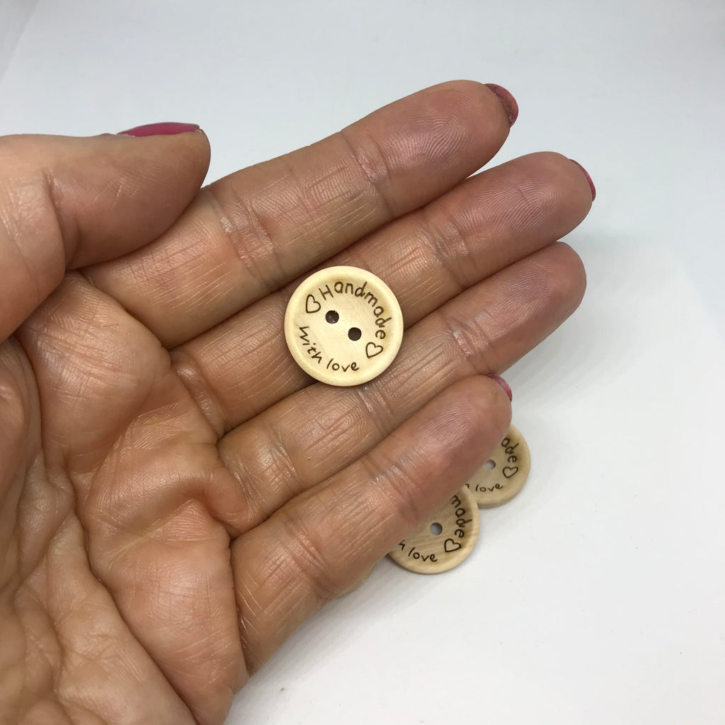 Handmade with Love Wooden Buttons 20mm