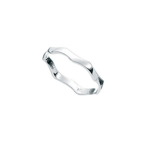 Silver Fine Wavy Band Childrens Ring