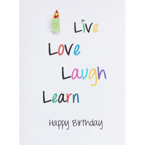 Live, Love Laugh Handmade Birthday Card