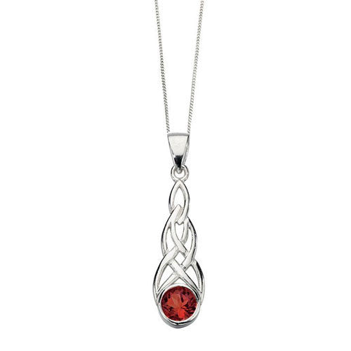 Red Crystal Celtic Silver Pendant