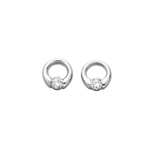 Sienna Circle Silver Earrings with Cubic Zirconia