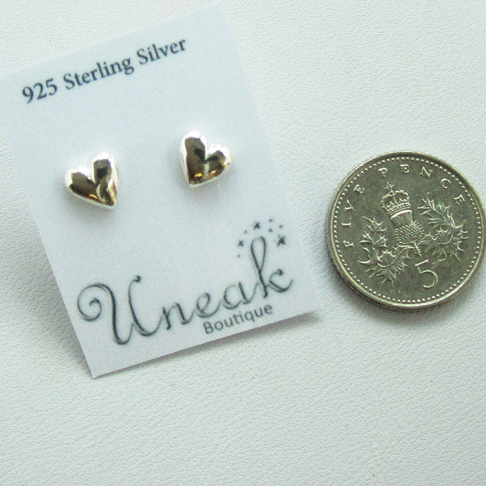  Polished Silver Heart Stud Earrings