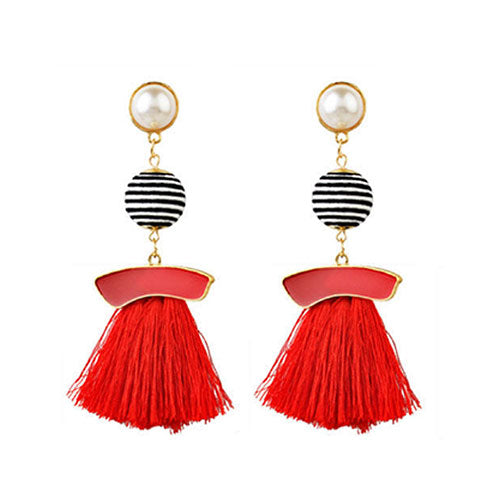 Alexis Red Tassel Earrings