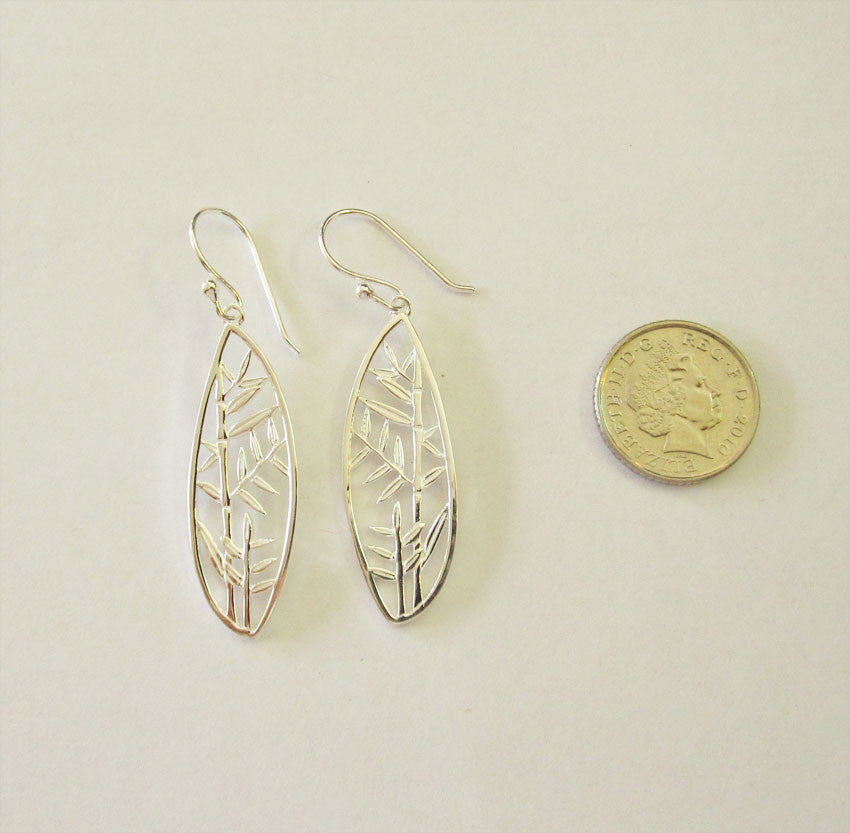 Elements Silver Large Cut Out Bamboo Earrings