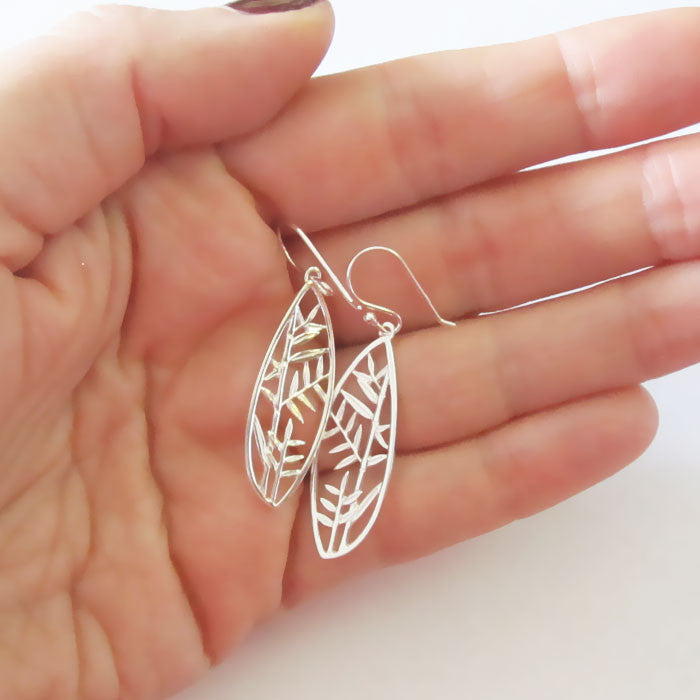 Elements Silver Large Cut Out Bamboo Earrings