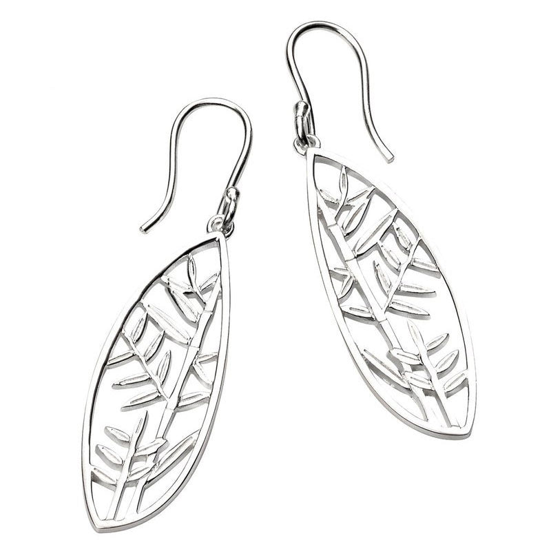 Elements Silver Large Cut Out Bamboo Earrings