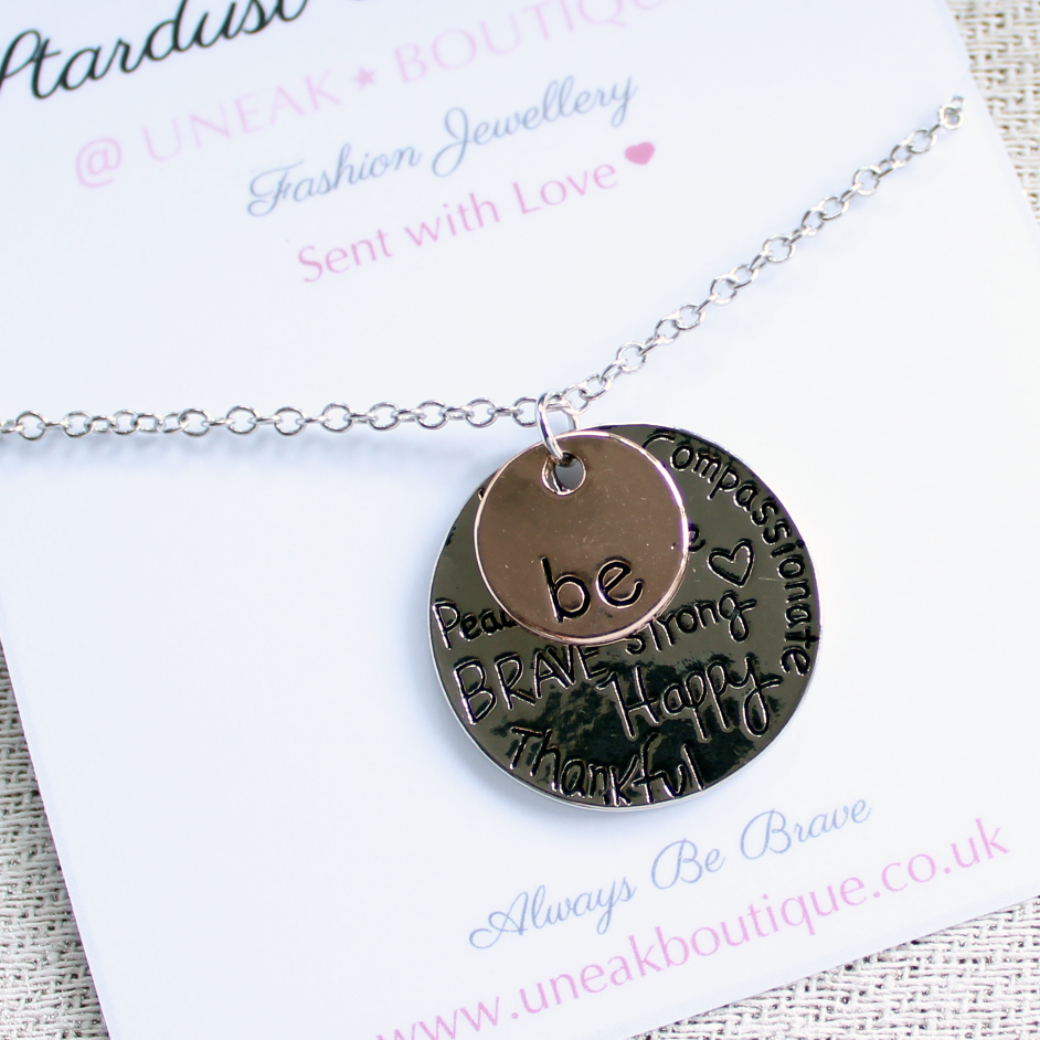 Be Brave Silver and Rose Gold Plated Pendant
