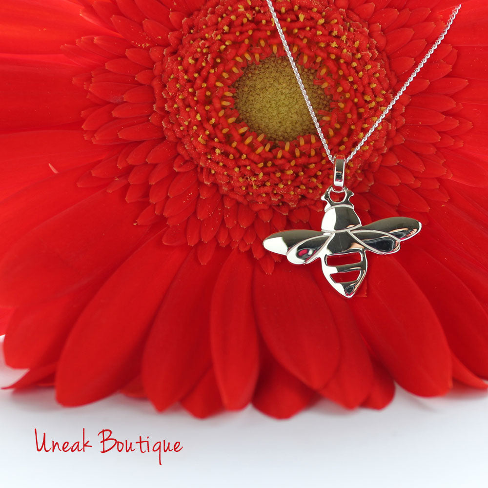 Be Happy Sterling Silver Bee Pendant