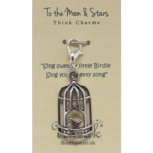 Silver Plated Bird Cage Clip Charm