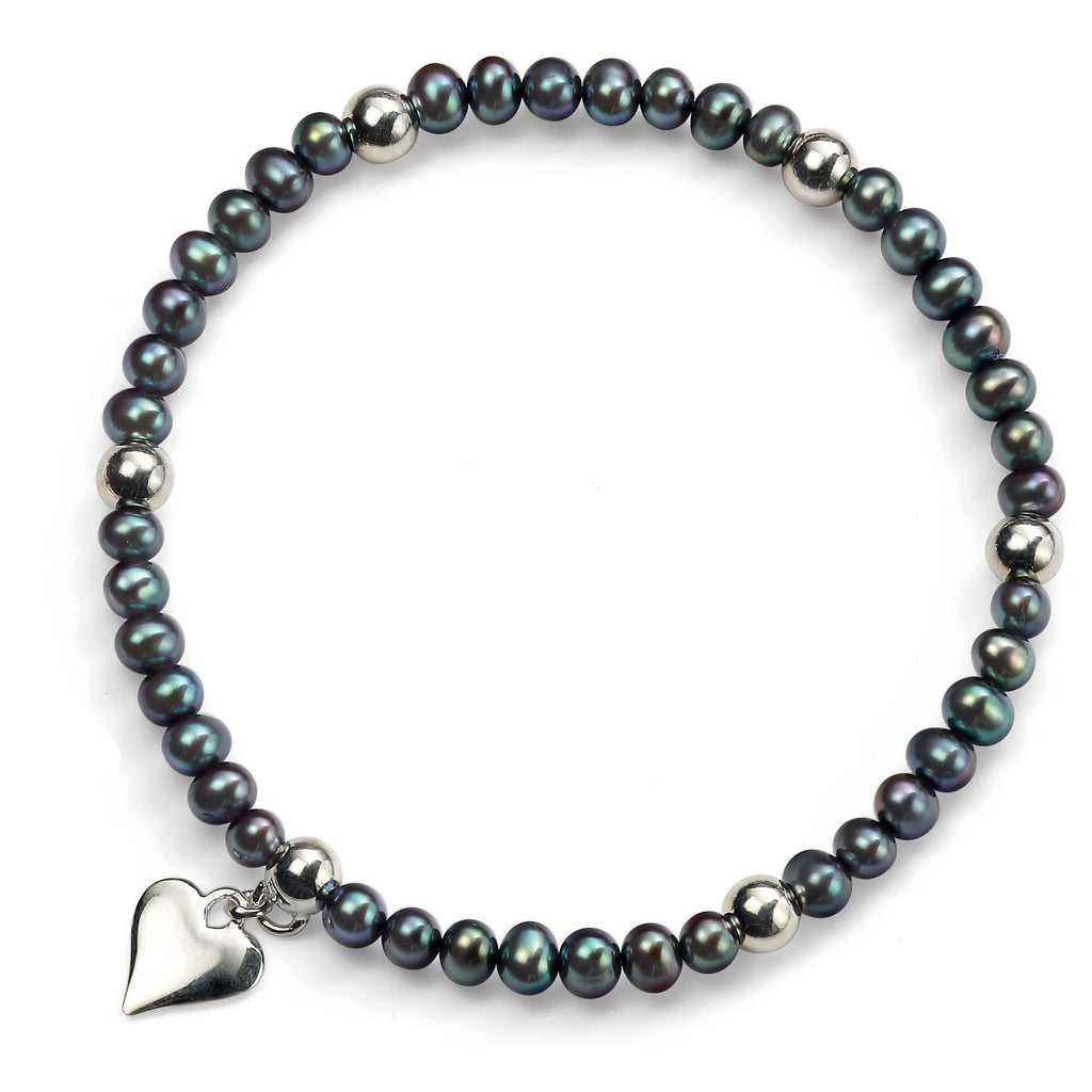 Grey Pearl Bracelet With Heart Charm