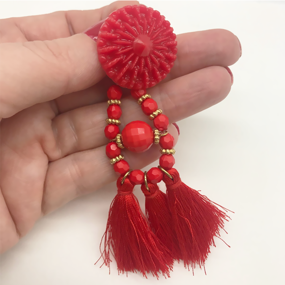 Bolero Red Tassel Earrings