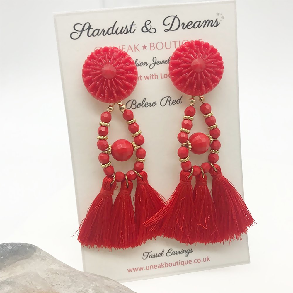 Bolero Red Tassel Earrings