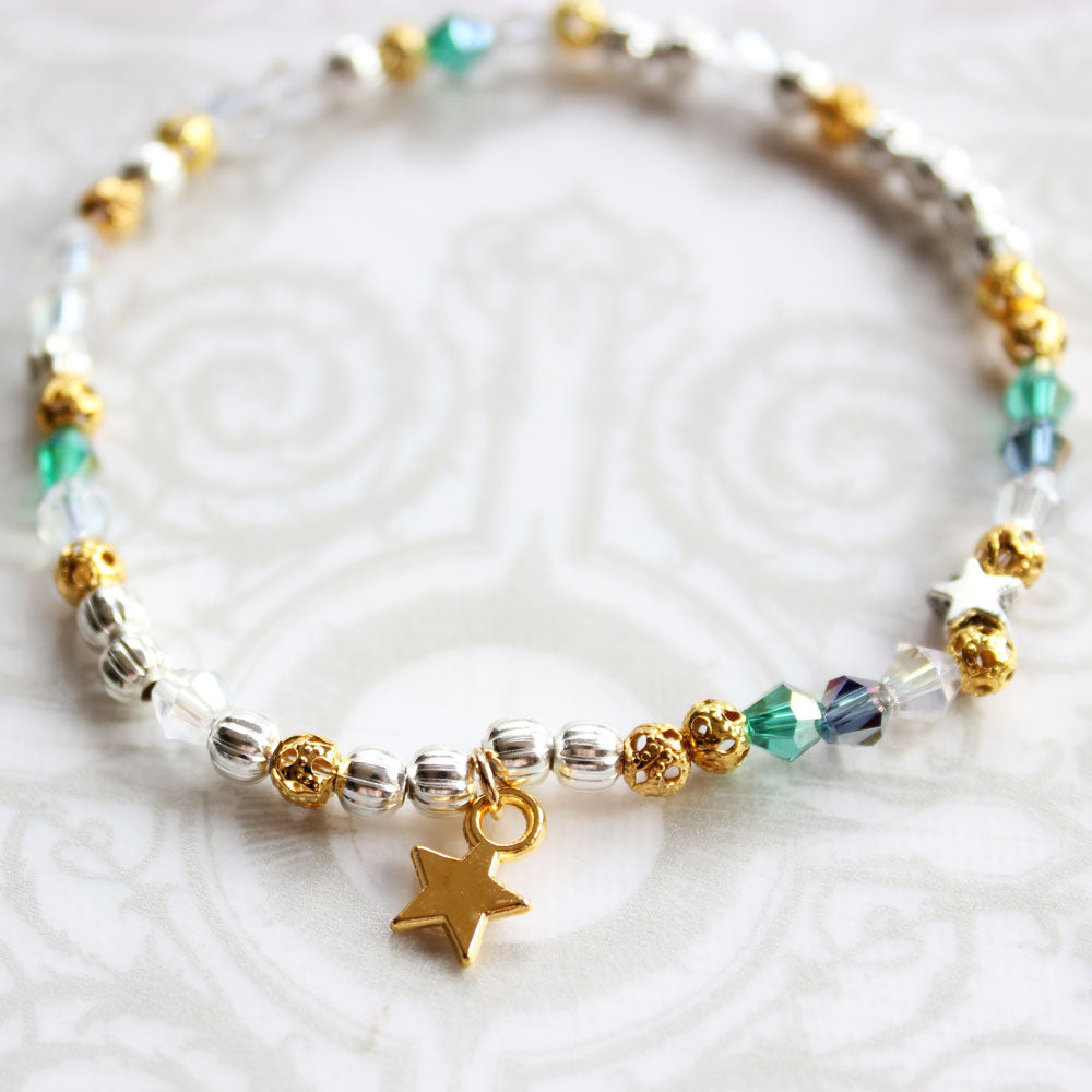 Bollywood Green and Gold Beaded Bracelet