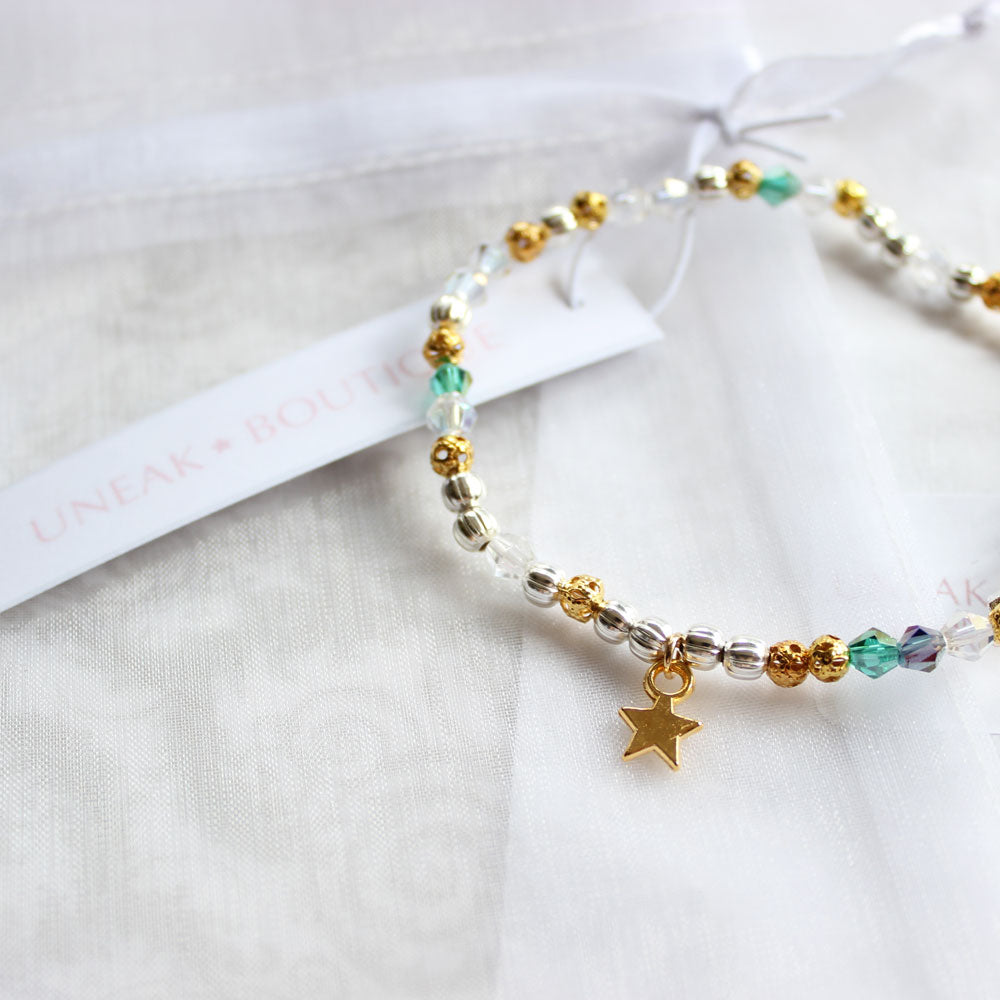 Bollywood Green and Gold Beaded Bracelet