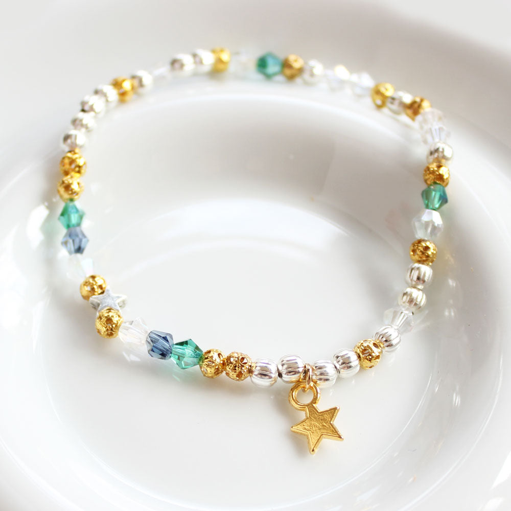 Bollywood Green and Gold Beaded Bracelet
