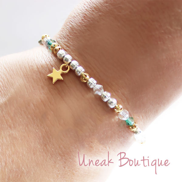 Bollywood Green and Gold Beaded Bracelet